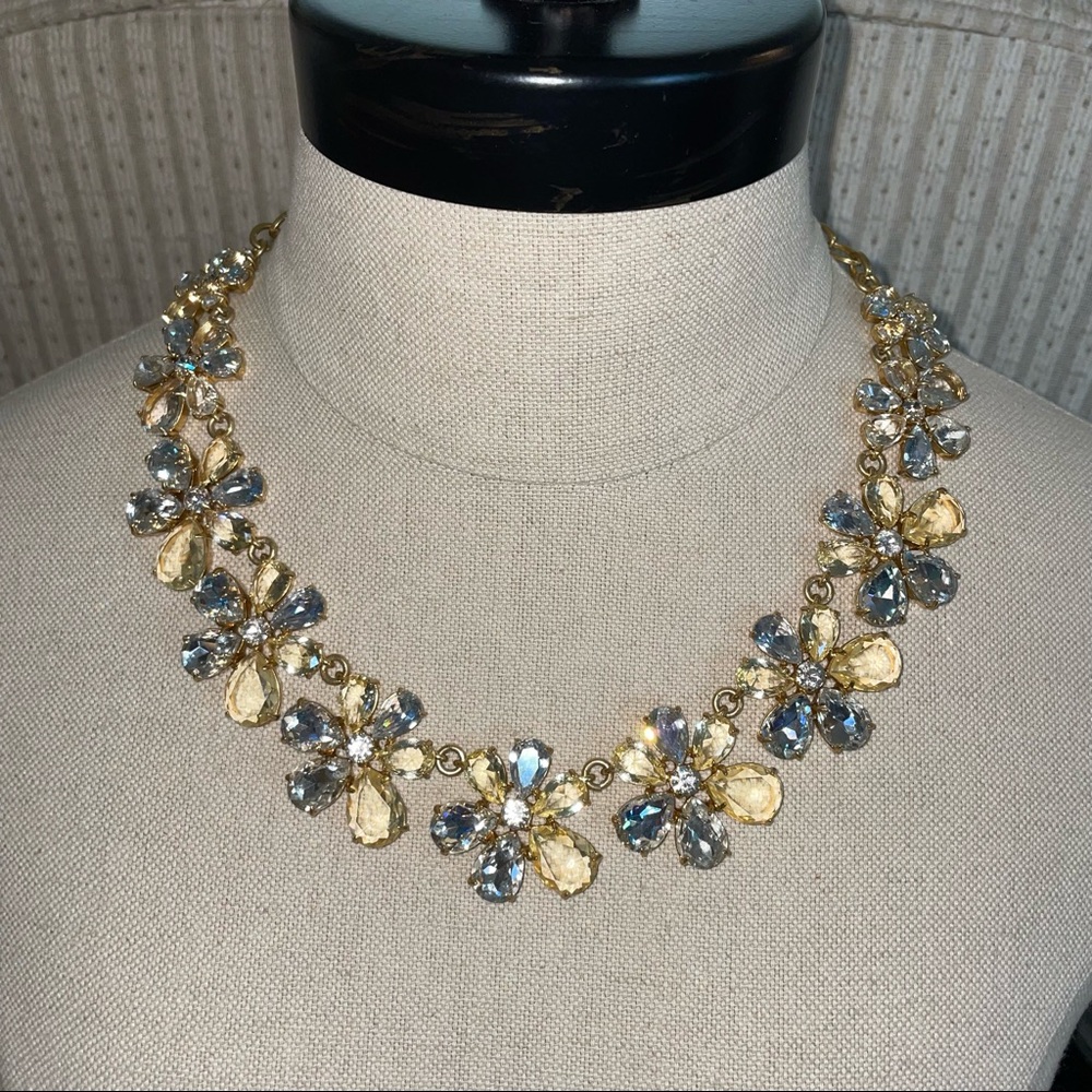 J Crew Crystal Flower Statement Necklace